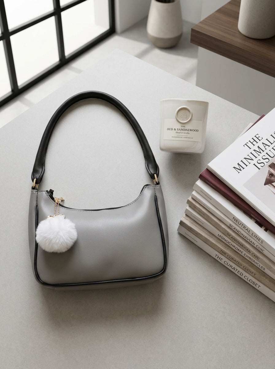The Carry Cart Curved PU Leather Shoulder Bag