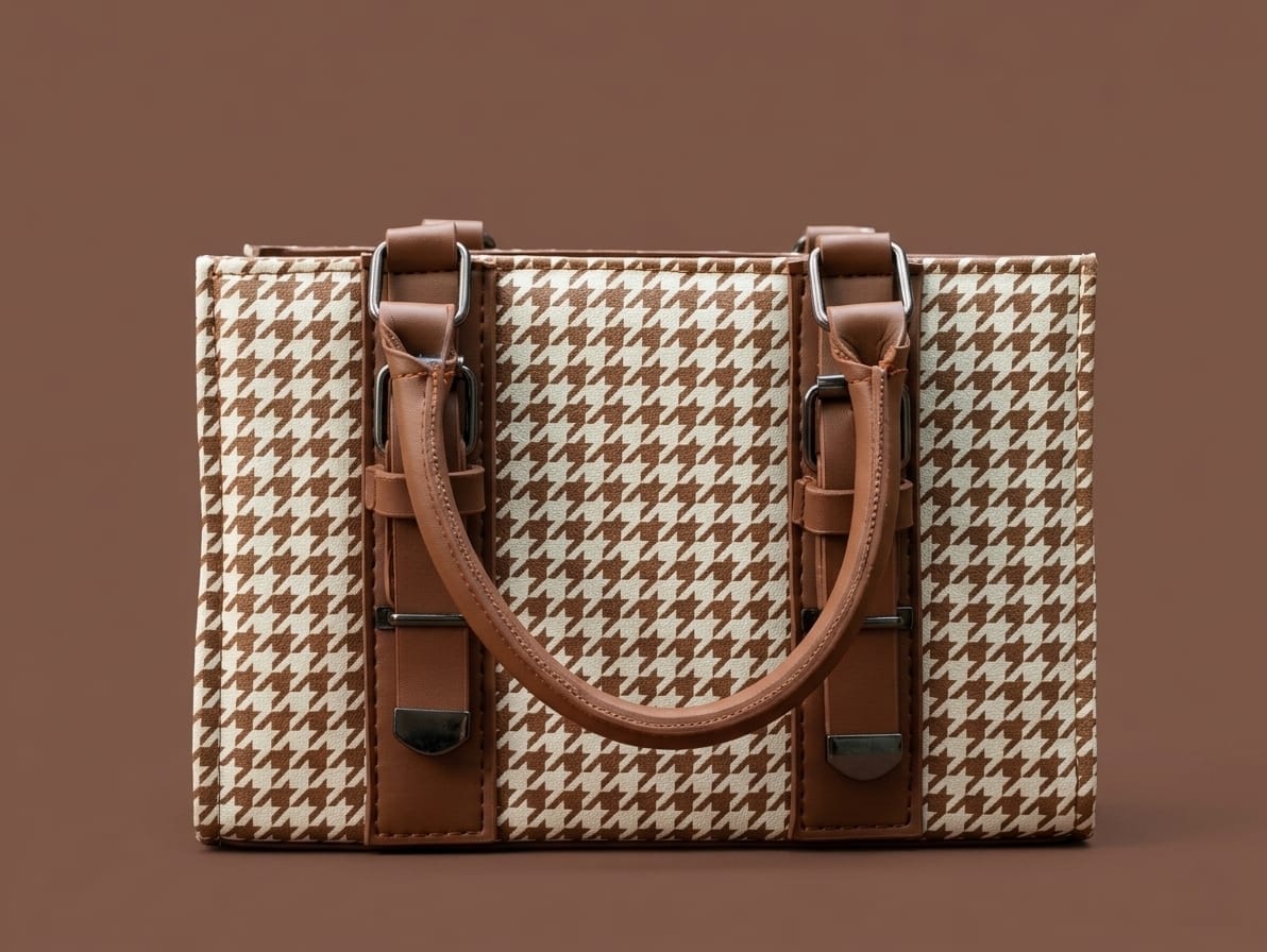 The Carry Cart – Brown Houndstooth Cross Body Handbag