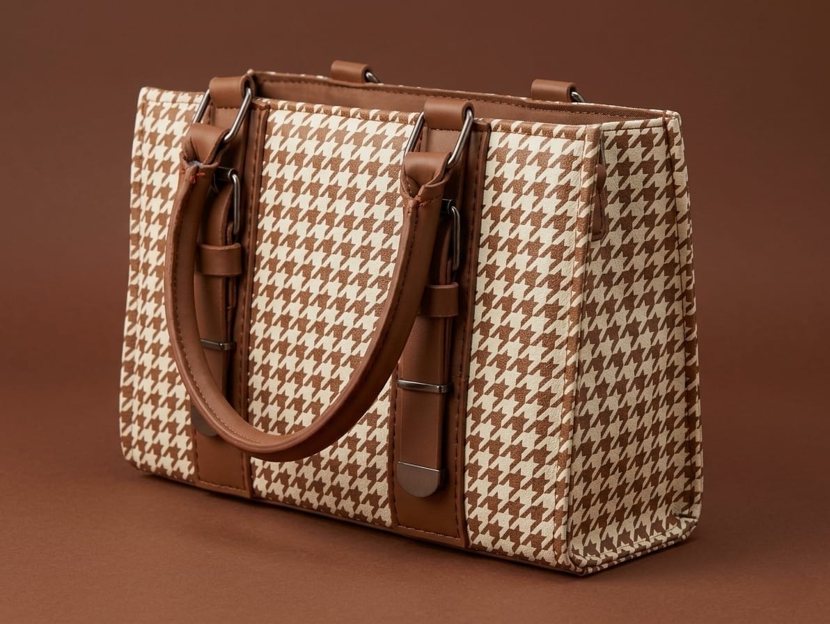 The Carry Cart – Brown Houndstooth Cross Body Handbag