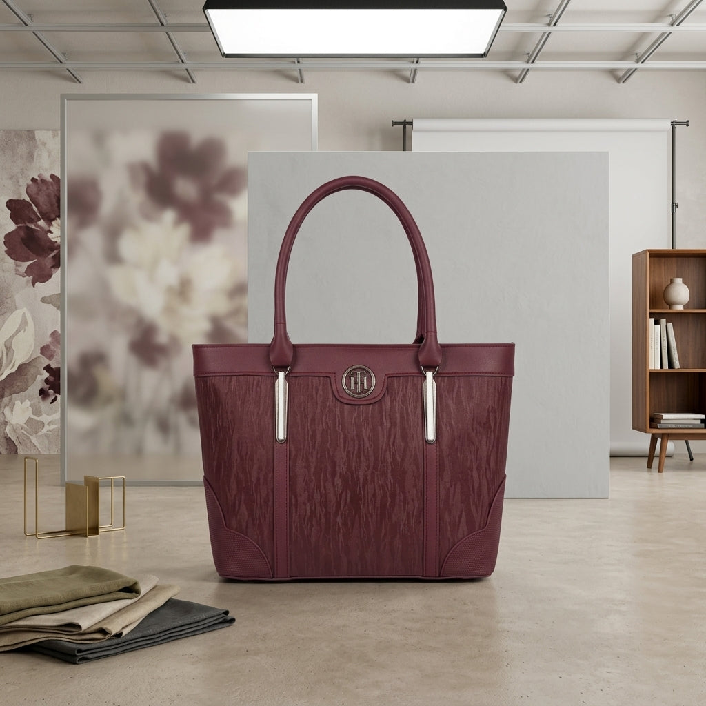 The Carry Cart Women's Premium Maroon Handbag – Compact PU Leather Top-Handle Purse with Secure Central Zipper & Everyday Shoulder Strap