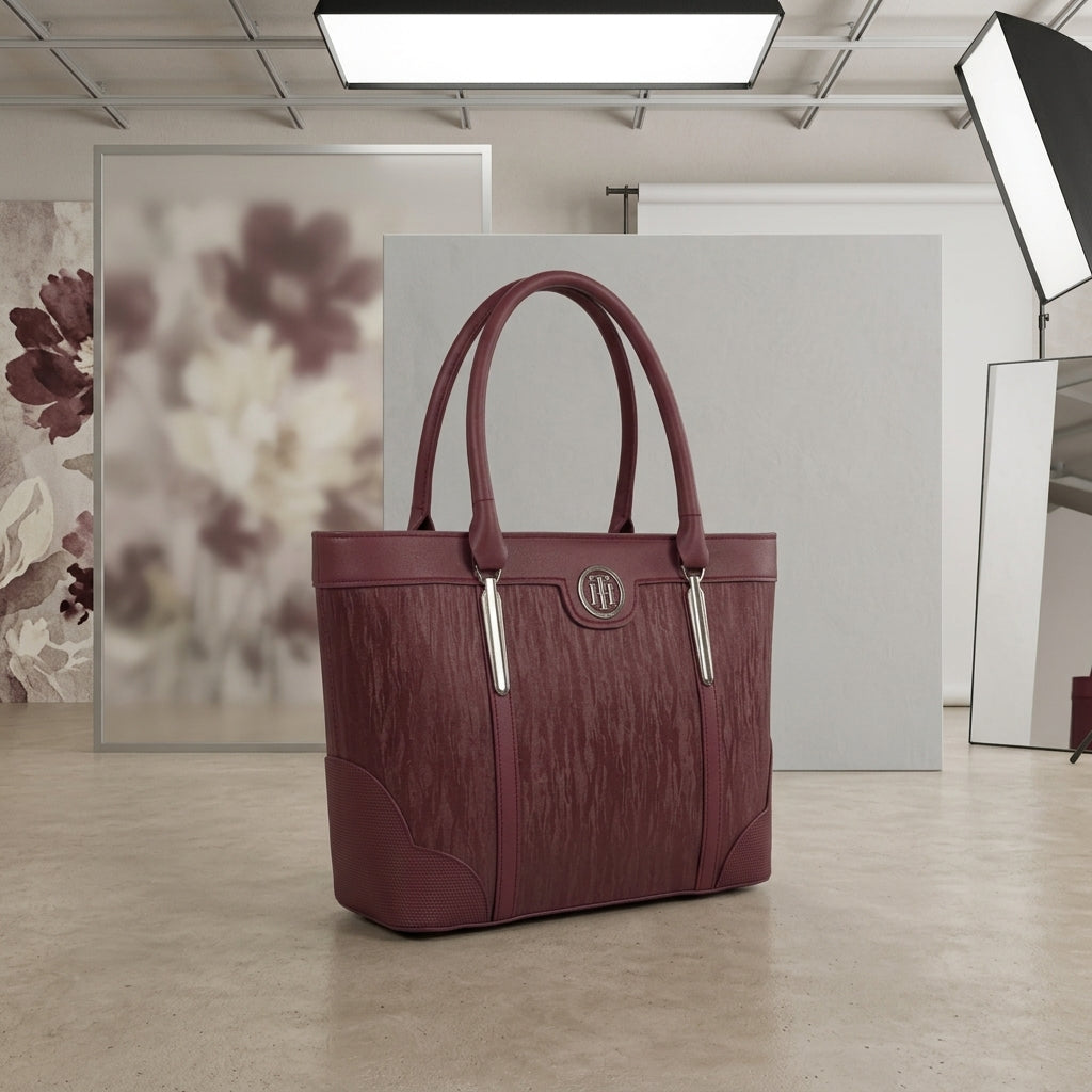 The Carry Cart Women's Premium Maroon Handbag – Compact PU Leather Top-Handle Purse with Secure Central Zipper & Everyday Shoulder Strap