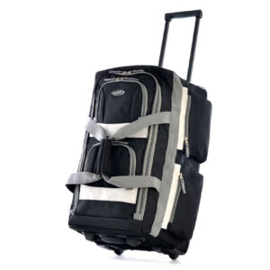 Olympia 8 Pocket U Shape Rolling Polyester Duffel Luggage Bag Suitcase with Push Button Hide Away Retractable Handle